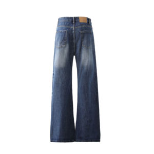Jeans en denim tissé respirant à taille haute, coupe bootcut, style streetwear oversize Y2K, fabrication OEM - Product Image 3