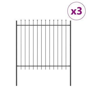 Valla de Jardín de 3 Piezas con Recubrimiento en Polvo Gris, 16.73 x 4.92 pies, Producto de Acero Galvanizado Prepintado - Product Image 2