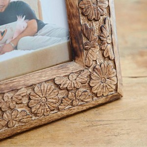 Handmade Wooden Photo <b>Frame</b> Rectangular Tabletop Ornate Floral Carved Horizontal Picture <b>Frame</b> - Product Image 4
