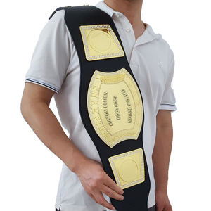 Ceinture de championnat personnalisée de taille adulte, plaques en alliage de zinc et laiton, sangle en cuir, trophée de sport de boxe personnalisé - Product Image 1