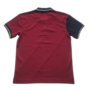 Polo de Hombre con Bloques de Color, Manga Corta, Diseño Geométrico Tejido, Estilo Casual, Patrón de Contraste Rojo, Negro y Gris - Product Image 2