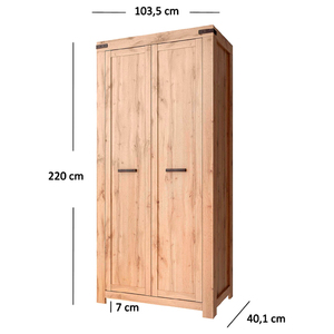 Armoire moderne en bois de style nordique, modèle Mortiz Newry, avec portes battantes à deux battants, autoportante, en chêne artisanal. - Product Image 3