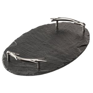 Bandeja Rectangular de Mármol Negro con Asas Doradas y Vetas Blancas, Decoración Moderna y Lujosa para Cumpleaños, Hogar y Hostelería - Product Image 3
