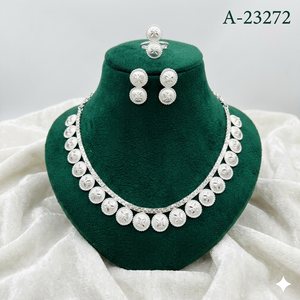 Elegante Juego de Collar con Patrón de Monedas de Circonio Chapado en Oro con Pendientes Colgantes a Juego para Mujer, Regalo para Bodas y Fiestas 23271 - Product Image 2