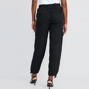 Nouveauté : Pantalon cargo femme uni taille basse, coupe ample, style streetwear, avec poches latérales et logo décoratif - Product Image 2
