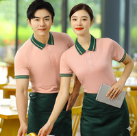 Chemise en polyester, uniforme d'hôtesse de restaurant, col à revers, uniforme de responsable de restaurant à manches courtes, polo