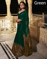 Sari indien Bollywood à sequins, couleur tendance, pour femmes, prêt-à-porter, achat en ligne