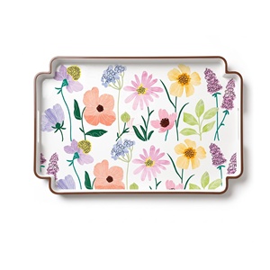 Bandeja de Servir Multifuncional Sostenible con Estampado Floral, Asas Rectangulares, Diseño Moderno, Material Lacado - Product Image 3