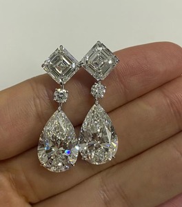 Pendientes de Diamante Moissanite con Corte Ascher y Pera, Plata de Ley 925, Regalo de Boda y Otras Joyas de Diamantes - Product Image 1