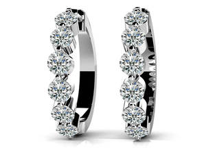 Boucles d'oreilles créoles de luxe en or pur 14 carats avec diamants de laboratoire essentiels de 1/2 carat, idéales pour un mariage ou comme cadeau - Product Image 2