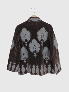 Chaqueta de terciopelo floral bordada a mano con cuello mandarín, manga larga, talla grande, para mujer, estilo bohemio chic, para otoño. - Product Image 6