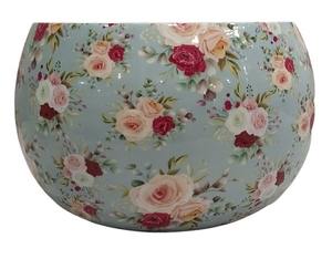 Maceta metálica con estampado floral, maceta decorativa con diseño de rosas azules, decoración de mesa para el hogar, para sala de estar, dormitorio, hotel, bodas y eventos. - Product Image 5