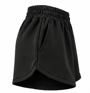 Index Apparel <b>Black</b> Knitted Polyester <b>Shorts</b> With Elastic Waist And Pockets Sporty <b>Women's</b> Casual Wear - Product Image 3