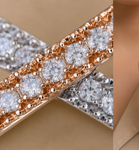 แหวนเพชร CVD Lab Diamond X รุ่น Rose & White Gold Crossover Pave Diamond Statement Ring |   ผู้ผลิตเครื่องประดับชั้นดีแบบ OEM ODM - Product Image 3