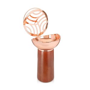 Brûleur d'encens Mabkhara Bakhoor de luxe en or rose, écologique, longue durée, aromatique, avec base en bois, pour encens Oud arabe, diffuseur de parfum d'intérieur - Product Image 1