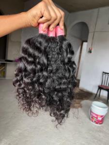 Extensions de cheveux humains brésiliens Remy en vrac, trame simple, double épaisseur, couleur noir naturel, avec enveloppe rose, 100 grammes - Product Image 1