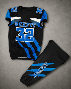Conjunto de Uniforme de Fútbol Americano Unisex Rexfit, Pantalones y Camiseta con Estampado 3D Sublimado, Malla Transpirable, Cuello en V, Sin Mangas, Absorbe la Humedad - Product Image 2