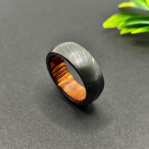 Hot Selling Handmade Wood Damascus Steel <b>Ring</b> for Men Women Wedding Band Fashion Party <b>Ring</b> Custom Latest Design OEM Supplier - Product Image 4