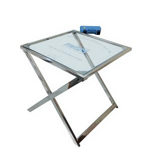 Mesa Auxiliar de Acero Inoxidable Hecha a Mano con Envío Exprés, Mesa de Té con Vidrio Tuffan, Mesa de Salón, Mesa Metálica de Estilo Occidental - Product Image 1