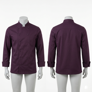 เสื้อเชฟผู้ชาย 240 GSM ผ้าโพลีคอตตอนทวิล สีชมพู เสื้อคลุมครัวพรีเมียม ปักลายปักแบบกำหนดเอง พิมพ์โลโก้ป้ายทอ ชุดยูนิฟอร์ม - Product Image 3