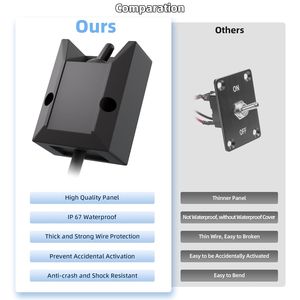 Interruttore a Levetta Impermeabile 12V 30A per Impieghi Gravosi, SPST ON/OFF, 2 Pin, Interruttore a Bilanciere con Fissaggio, Cavo da 2 Piedi, Interruttori Auto Cablati - Product Image 5