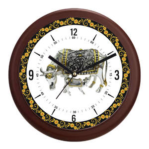 Kamdhenu Cow with Calf Wall Clock Plastic <b>Frame</b> Religious Decor Personalized Gift Set for Mother's Day Christmas Back to School - Product Image 2