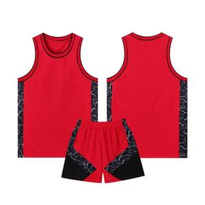 Men Red Sleeveless Basketball Jersey Set Moisture Wicking <b>Polyester</b> <b>Shorts</b> Sublimated Print All Seasons - Product Image 1