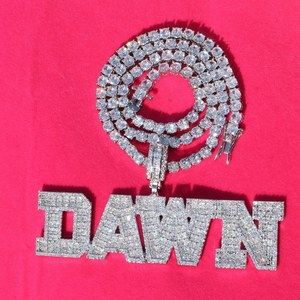 Iced Out Moissanite <b>Necklace</b> 925 Silver Hip Hop <b>Statement</b> Jewelry Men's Letter Charm - Product Image 1
