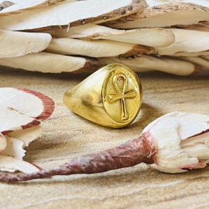 Nueva Llegada Anillo Gótico Ankh Bohemio de Latón para Hombre, Bañado en Oro, Símbolo Egipcio Llave de la Vida, Cruz, Venta al por Mayor, Anillo Religioso - Product Image 3