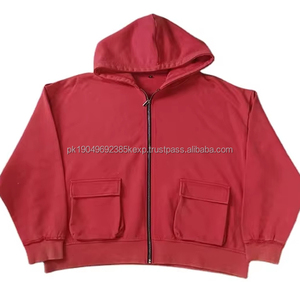 เสื้อฮู้ดผู้ชายแบบสวมหัวมีกระเป๋าเสื้อผ้าคอตตอน100% เรียบมีหลายช่อง - Product Image 1