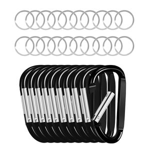 10 Pezzi Moschettone a D in Lega di Alluminio Nero da 7,8 cm con Gancio a Molla, Clip Portachiavi Promozionale per Auto - Product Image 1