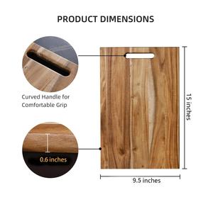 Planche à découper en bois d'acacia massif, extra épaisse, durable, respectueuse des couteaux, avec une poignée intégrée élégante pour la cuisine et le service quotidiens - Product Image 6