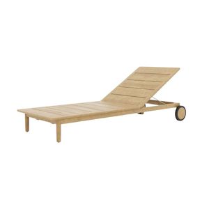 Chaises longues d'extérieur en bois à roulettes, mobilier de jardin de luxe, style nordique, pour villa, patio, balcon, chaise longue imperméable - Product Image 5