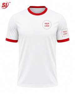 เสื้อฟุตบอลสีขาวแดงแบบคัสตอม คอกลม แขนสั้น พิมพ์ลายแบบซับลิเมชั่น แห้งเร็ว ชุดทีมชาย บริการ OEM - Product Image 1