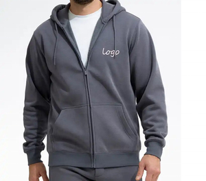 Men's Full Zip Winter Cotton Hoodie High Quality Windproof Eco-Friendly Gym Active Wear Custom Logo Design Printed Zip-Up Hoodie - Product Image 1