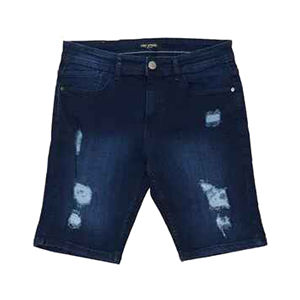 Shorts en jean déchirés pour hommes, coupe slim, gris délavé, décontractés d'été, en coton, longueur genou - Product Image 5