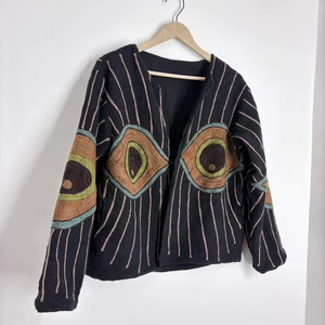 Elegant Suzani Velvet <b>Reversible</b> Bomber Quilted Eco-Friendly Handmade Short Embroidered Indian Boho Floral Winter Warm Outerwear - Product Image 2
