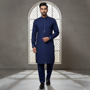 Shalwar Kameez Azul para Hombre, Algodón y Poliéster, Estilo Étnico, Ropa Formal para India y Pakistán - Product Image 1