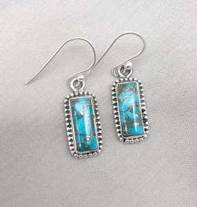 Pendientes de Plata de Ley 925 con Turquesa Azul Cobre, Joyería Colgante Art Deco, Certificados por IGI para Bodas y Fiestas - Product Image 4
