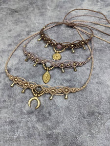 Handmade Macrame Choker <b>Necklace</b> Set 3pcs Adjustable Boho Healing Ethnic <b>Statement</b> Jewelry Women - Product Image 1