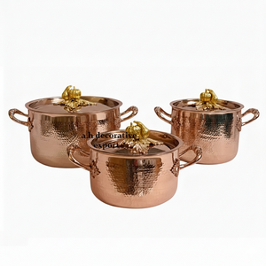 Casseroles de cuisson européennes martelées à la main en or rose, avec poignées en forme de feuille de citrouille, en acier inoxydable écologique - Product Image 1