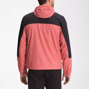 Custom Logo High Quality Men's Hooded Rain <b>Jacket</b> Color Blocking <b>Coral</b> Black Zipper Closure Casual Spring Outerwear - Product Image 3