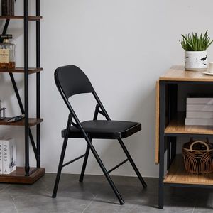Elegant 4pcs Black Foldable Iron and PVC Chairs for Conventions and Exhibitions - Product Image 4