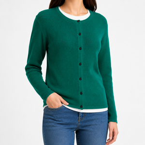 Cárdigan de Mujer con Cuello Redondo, Manga Larga, Botones al Frente, Estilo Casual para Invierno |   Fabricante OEM ODM de Bangladesh - Product Image 2