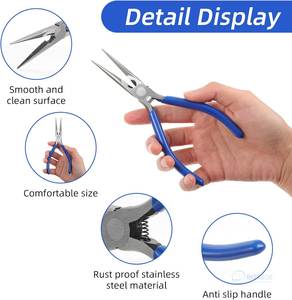 6 Inch Stainless Steel <b>Long</b> <b>Nose</b> Needle <b>Nose</b> Pliers Comfort Grip Serrated Jaw Jewelry Making Wire Wrapping Crafts - Product Image 5