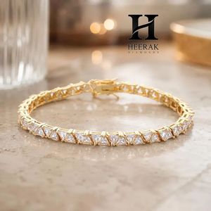 Cadena de tenis chapada en rodio con incrustaciones de diamantes talla triangular, joyería hip hop brillante, collar gargantilla con diamantes trillón, regalo, venta al por mayor de fábrica - Product Image 3