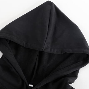 Sudadera con capucha corta de forro polar para mujer, estilo años 90, con cordón, manga larga, cremallera completa, hombros caídos, transpirable - Product Image 5