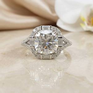 925 Silver Classic Halo <b>Cushion</b> Moissanite Diamond Engagement <b>Ring</b> <b>Wedding</b> Anniversary Handmade <b>Ring</b> for Women. - Product Image 4