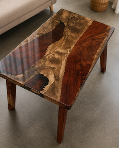 Modern Wooden <b>Resin</b> <b>Top</b> Dining <b>Table</b> 3x2 Feet Handmade Rectangle Home Furniture - Product Image 5