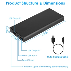 Portatile 20000mAh Power Bank doppia uscita USB caricatore del telefono con tipo C & Micro USB ingresso esterno batteria - Product Image 2
